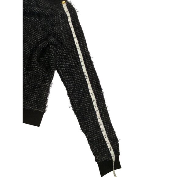 Tibi Womens Black Textured Knit Sweater L designer neutral fun shaggy texture - Picture 8 of 10